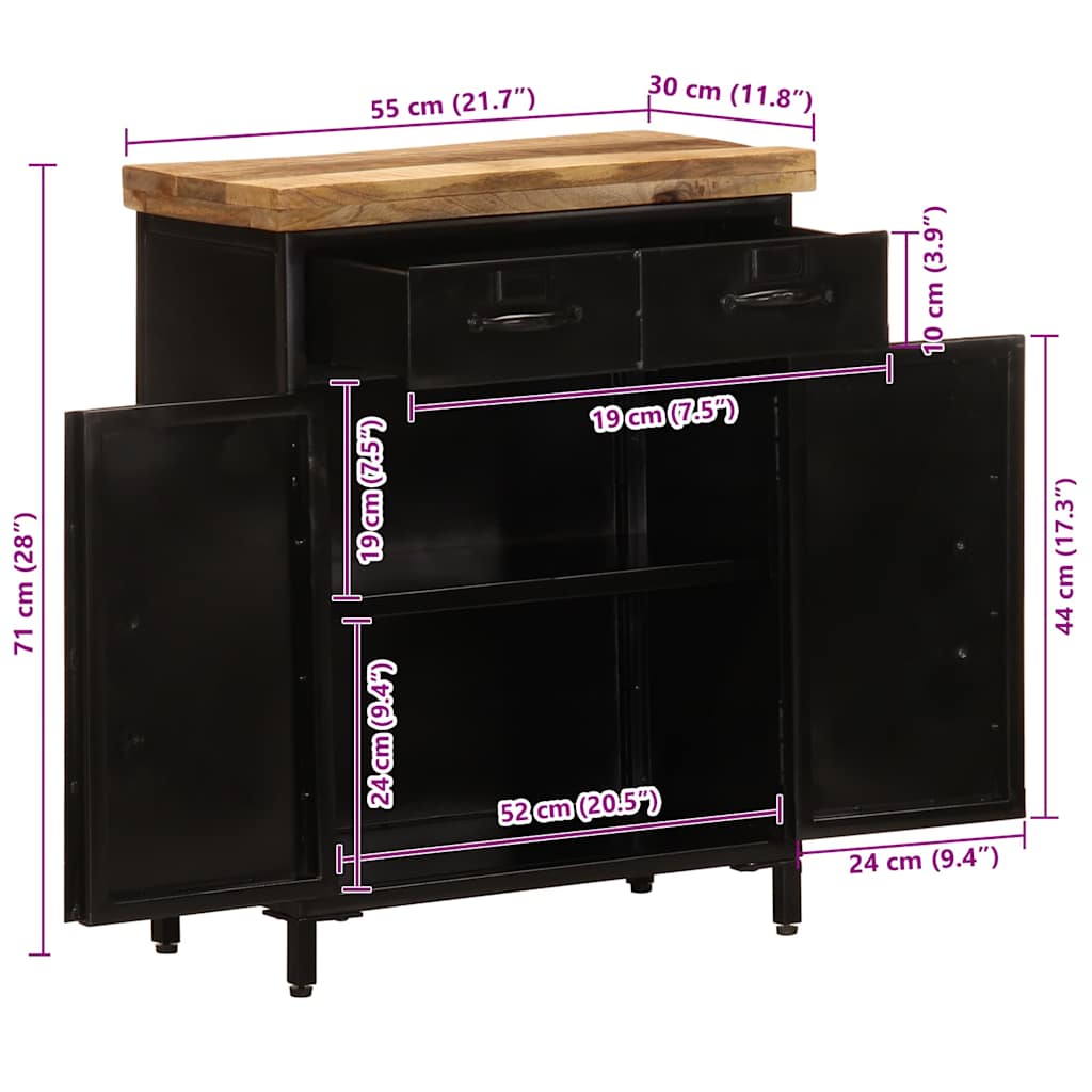 Sideboard 55x30x71 cm Massivholz Mango