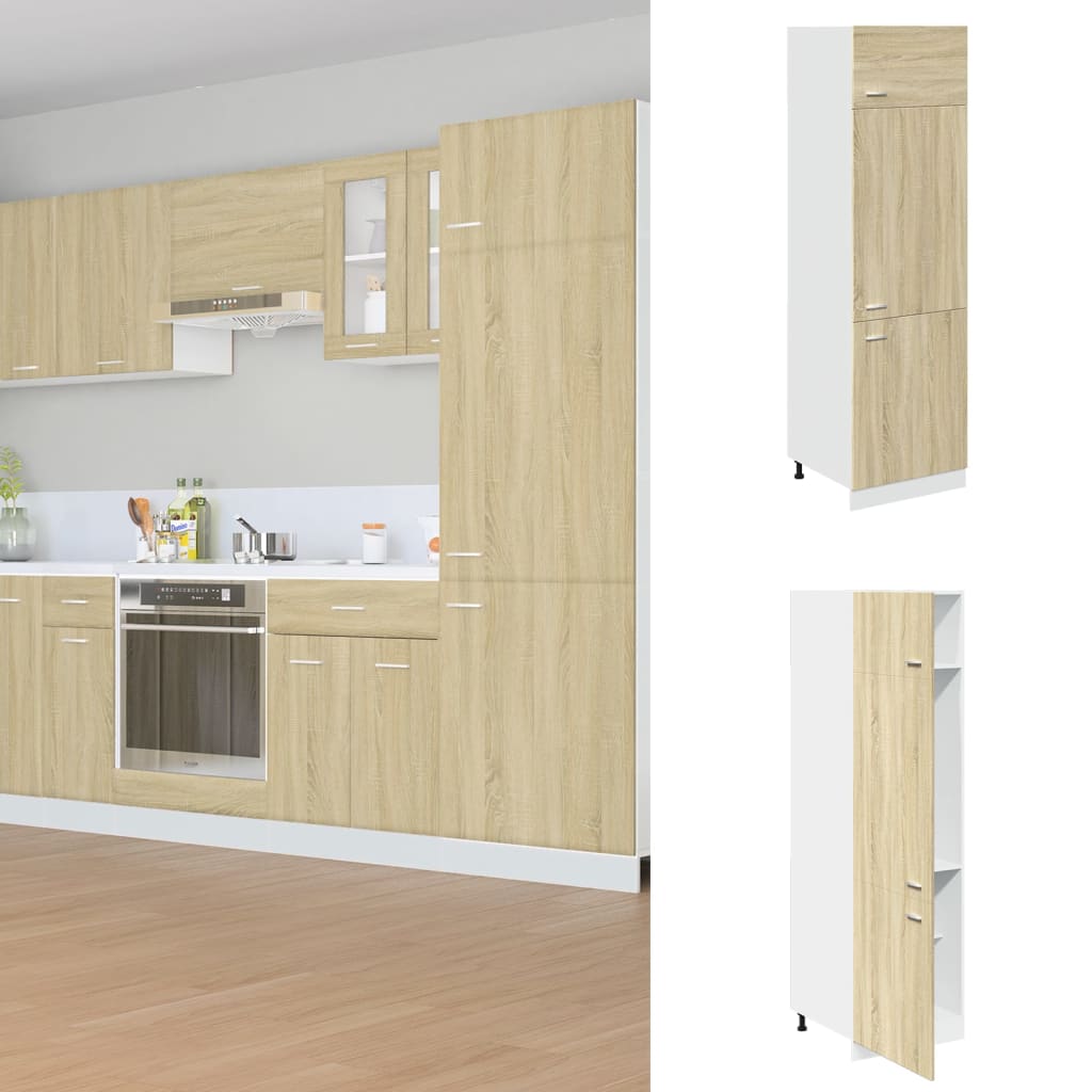 Kühlumbauschrank Lyon Sonoma-Eiche 60x57x207 cm Holzwerkstoff