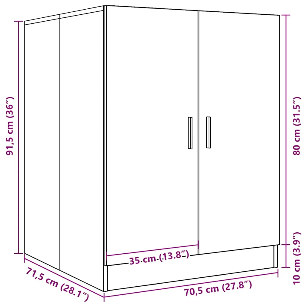 Waschmaschinenschrank Sonoma-Eiche 70,5x71,5x91,5 cm