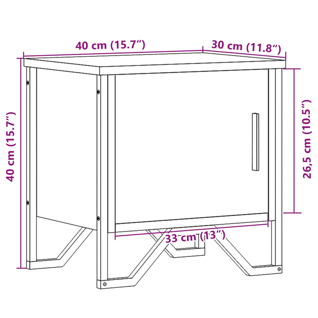 Nachttische 2 Stk. Grau Sonoma 40x30x40 cm Holzwerkstoff