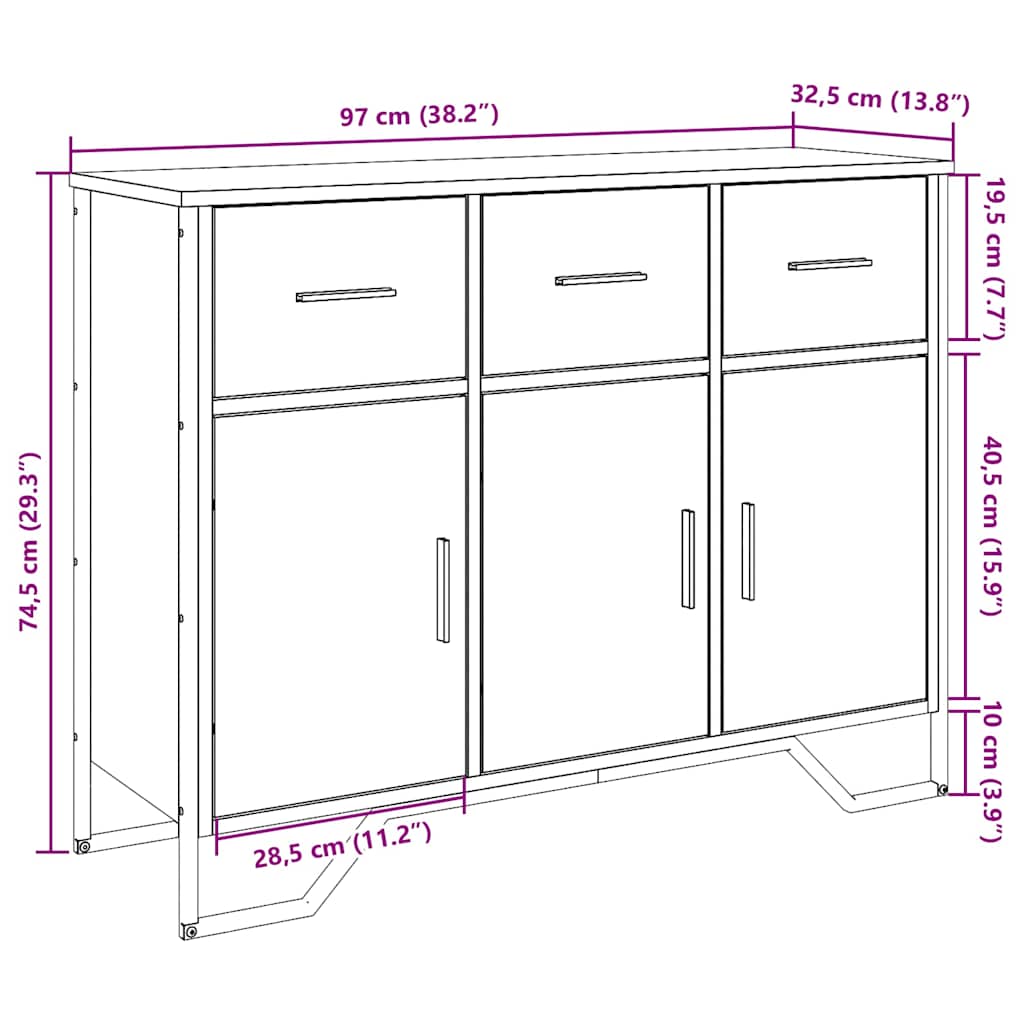 Sideboard Räuchereiche 97x32,5x74,5 cm Holzwerkstoff