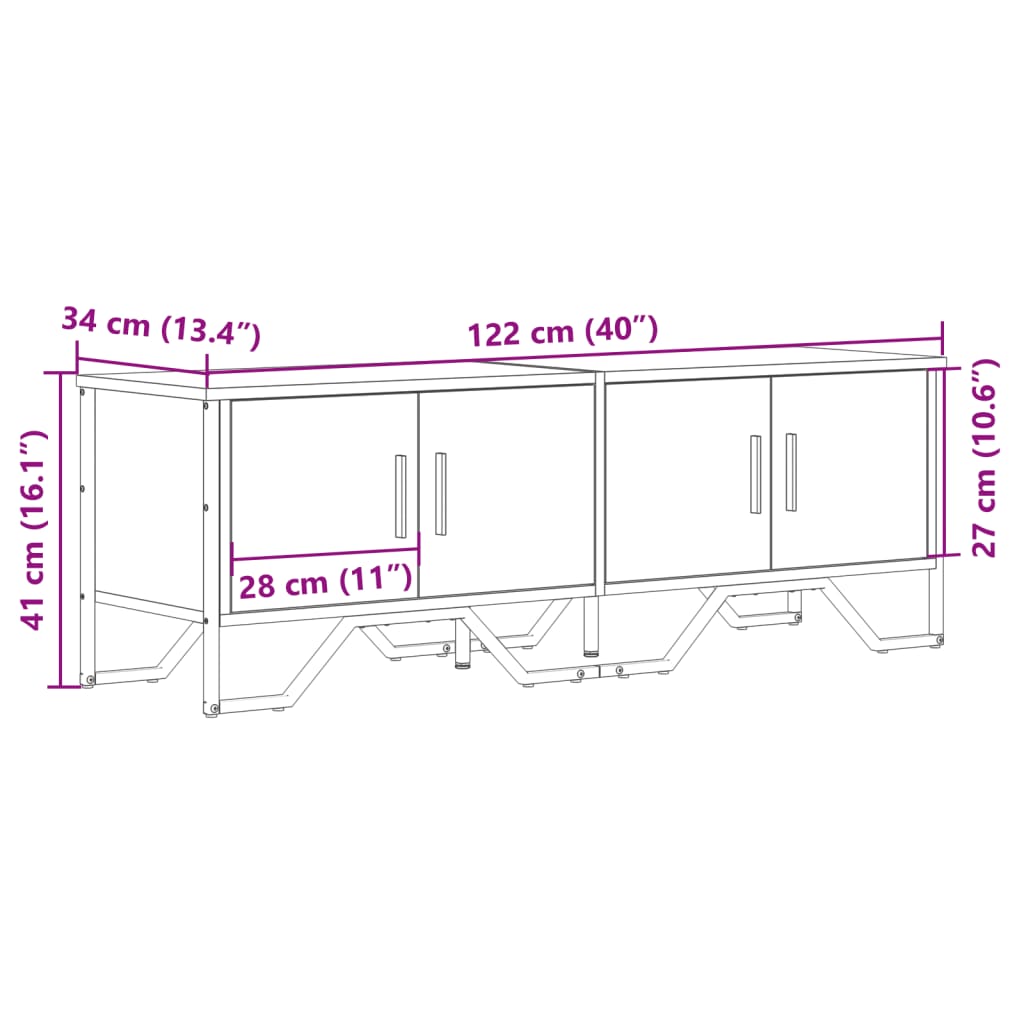 TV-Schrank Braun Eichen-Optik 122x34x41 cm Holzwerkstoff