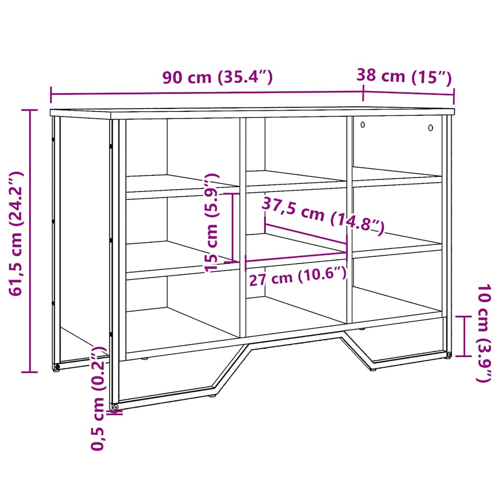 Schuhregal Räuchereiche 90x38x61,5 cm Holzwerkstoff