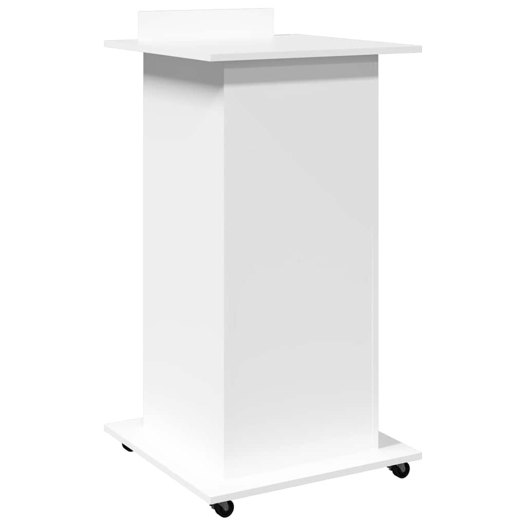 Rednerpult mit Rollen & Schublade Weiß 55x55x107 cm
