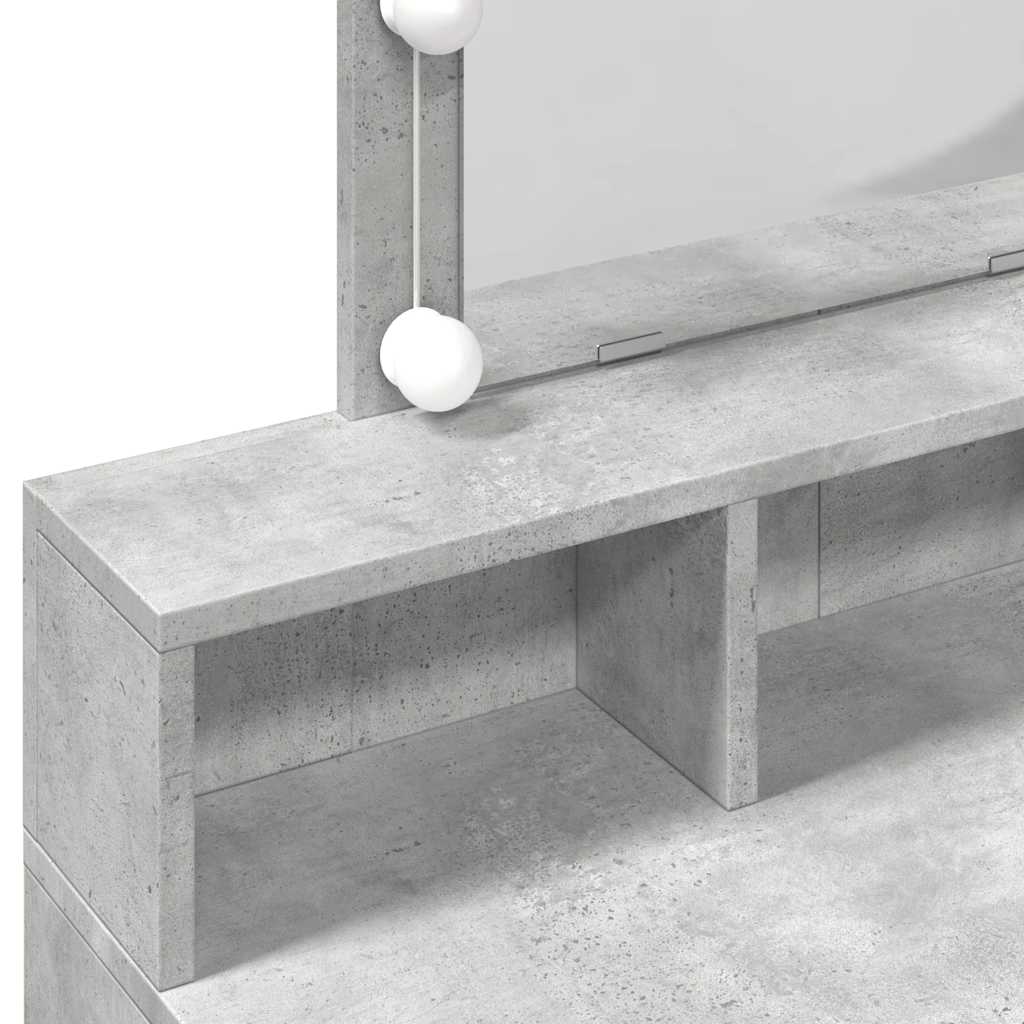 Schminktisch mit LED-Beleuchtung Betongrau 80x41x144,5 cm