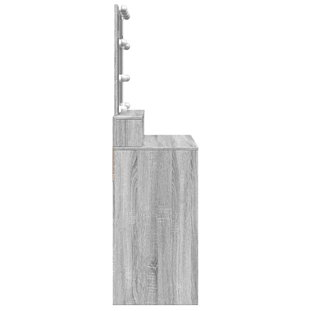 Schminktisch mit LED-Beleuchtung Grau Sonoma 80x41x144,5 cm
