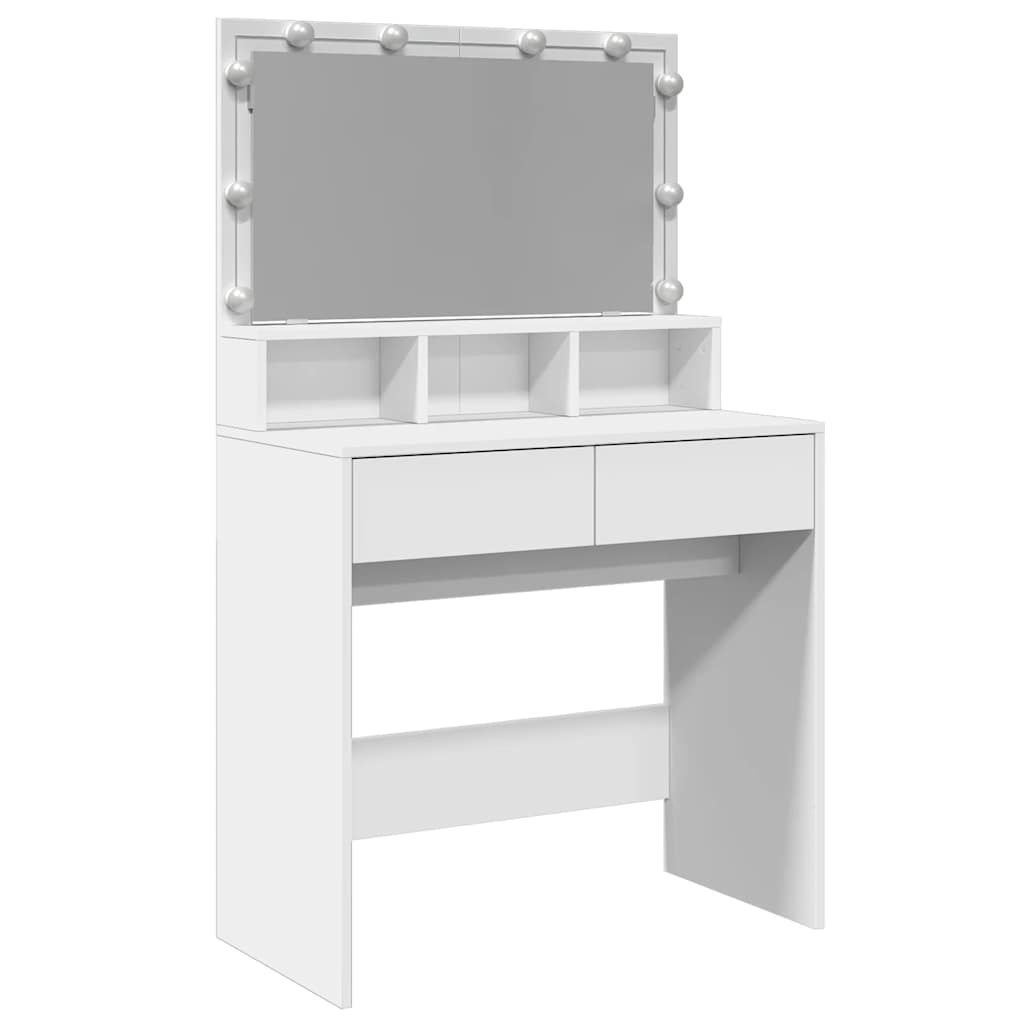 Schminktisch mit LED-Beleuchtung Weiß 80x41x134,5 cm