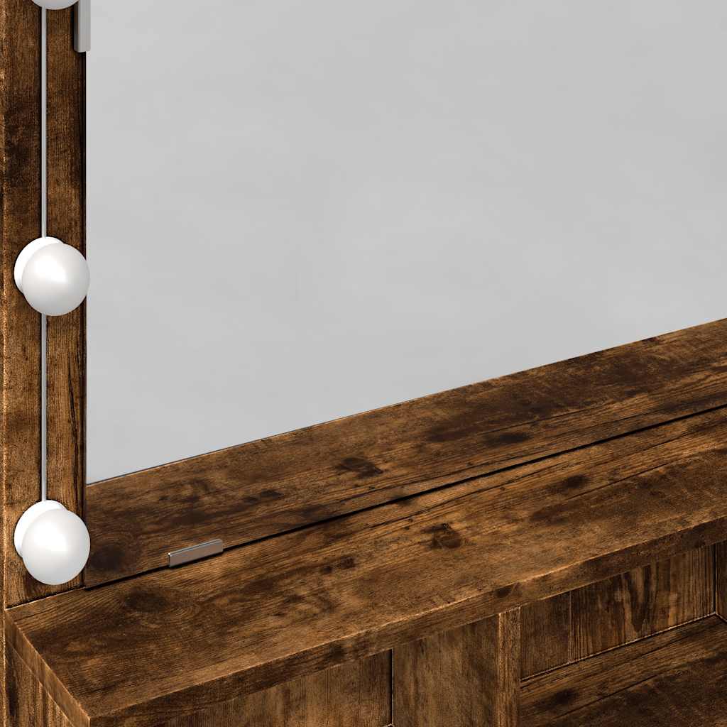 Schminktisch mit LED-Beleuchtung Räuchereiche 80x41x134,5 cm
