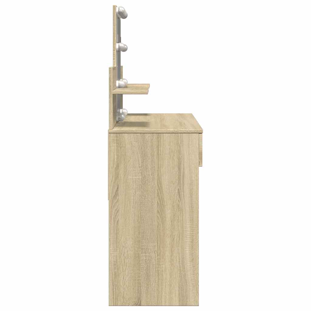 Schminktisch mit LED-Beleuchtung Sonoma-Eiche 100x40x130 cm