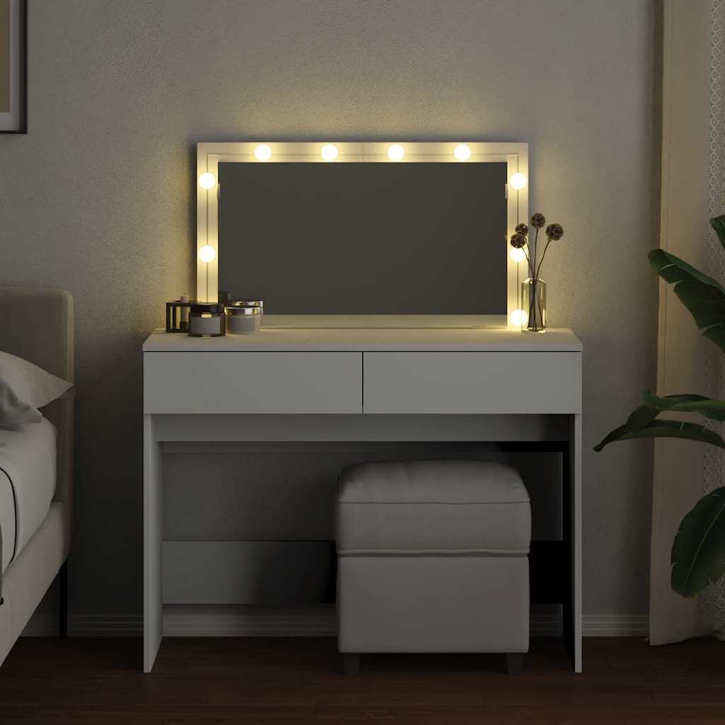 Schminktisch mit LED-Beleuchtung Weiß 100x40x120 cm