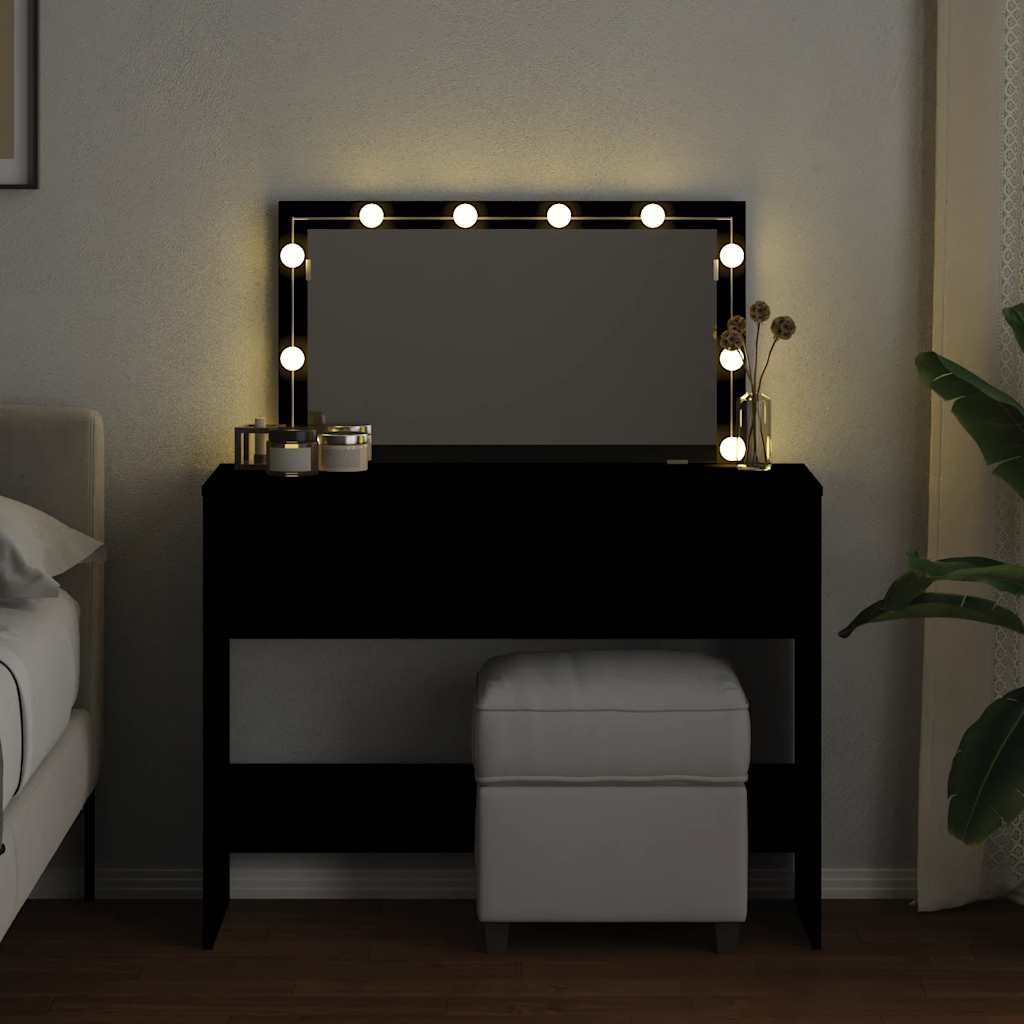 Schminktisch mit LED-Beleuchtung Schwarz 100x40x120 cm
