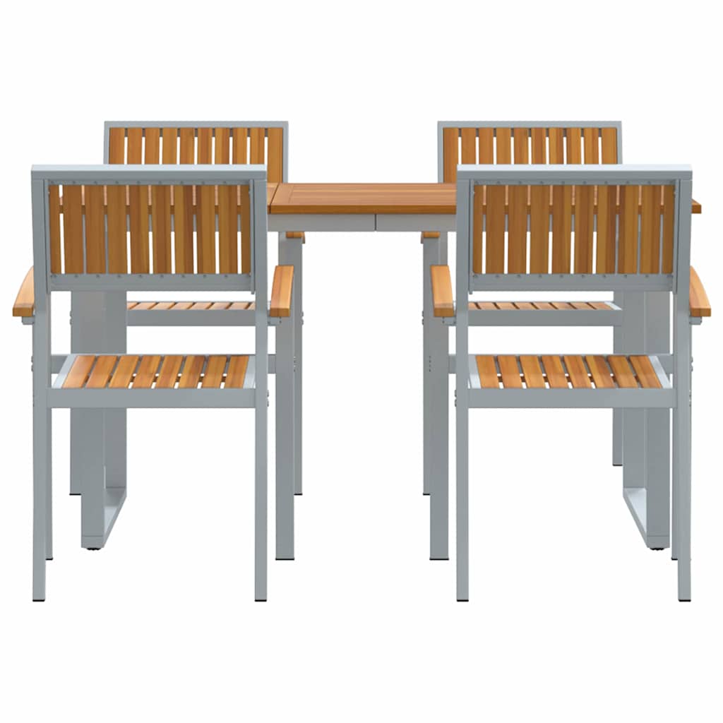 Garten Essgruppe 5 pcs Grau Massivholz Akazie