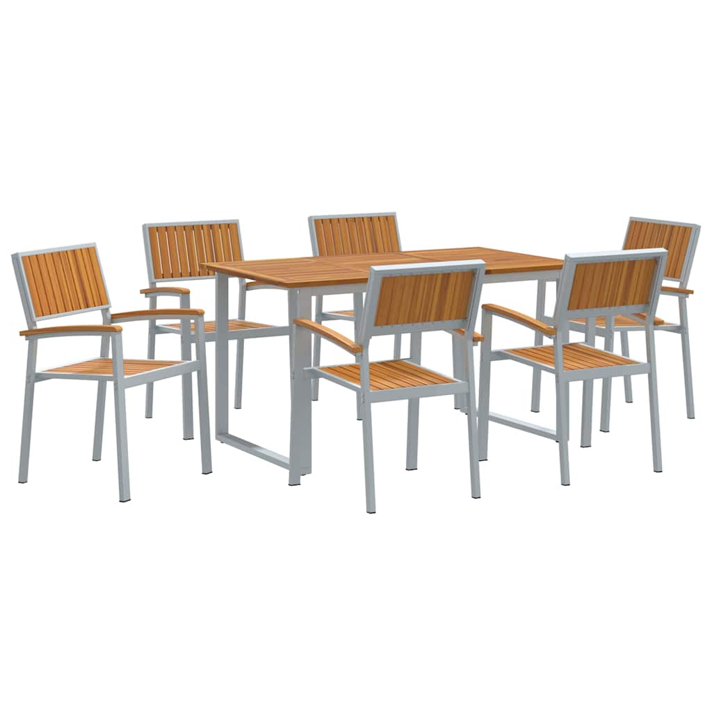 Garten Essgruppe 7 pcs Grau Massivholz Akazie