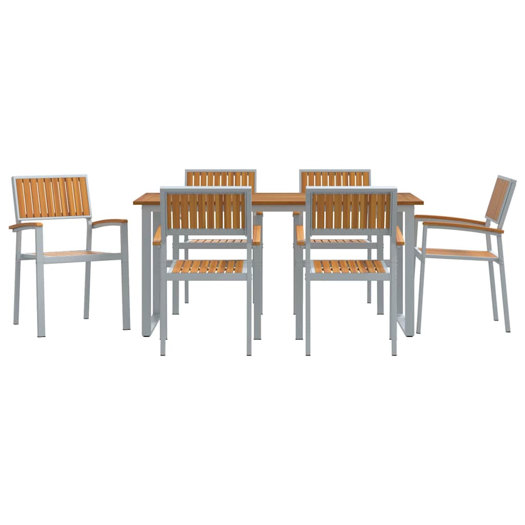 Garten Essgruppe 7 pcs Grau Massivholz Akazie