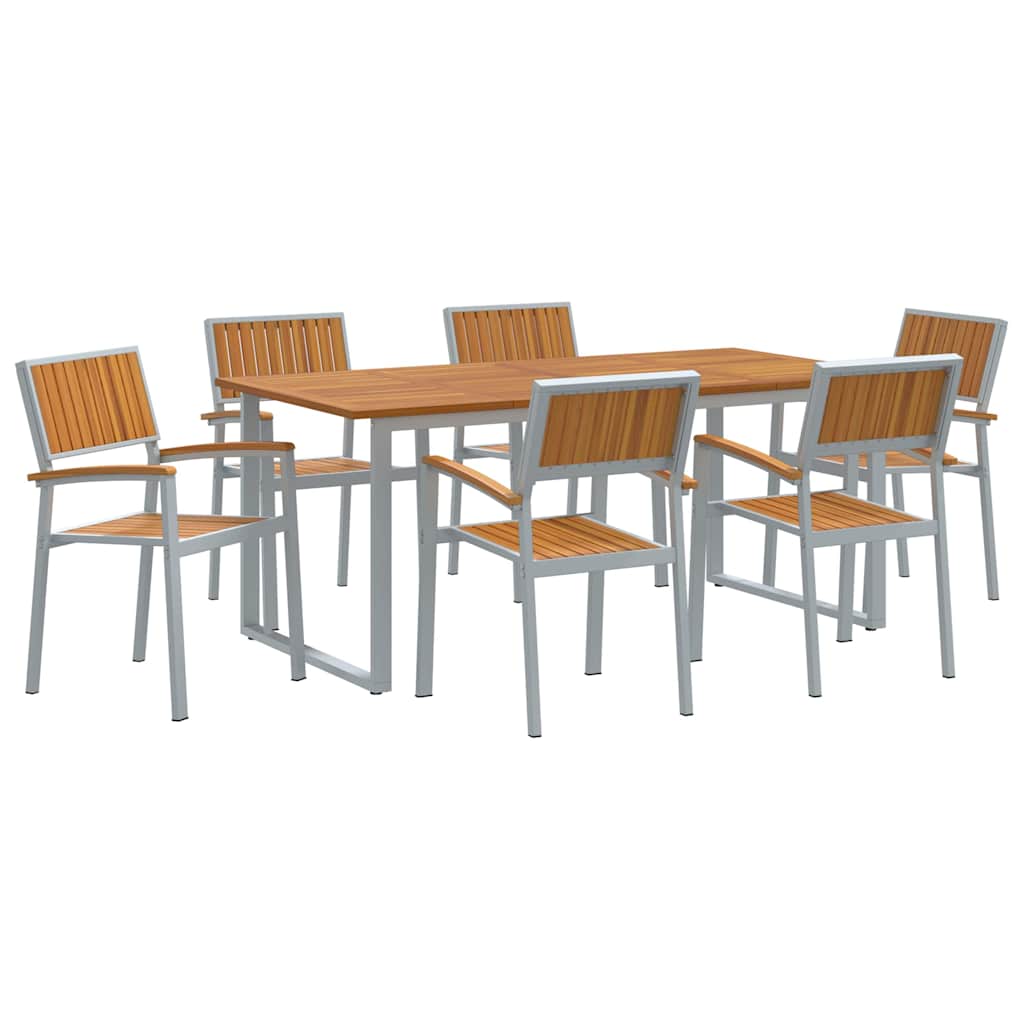Garten Essgruppe 7 pcs Grau Massivholz Akazie