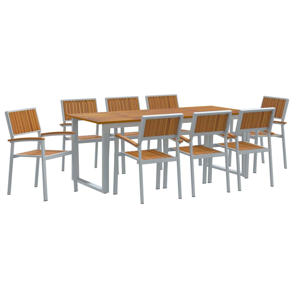 Garten Essgruppe 9 pcs Grau Massivholz Akazie