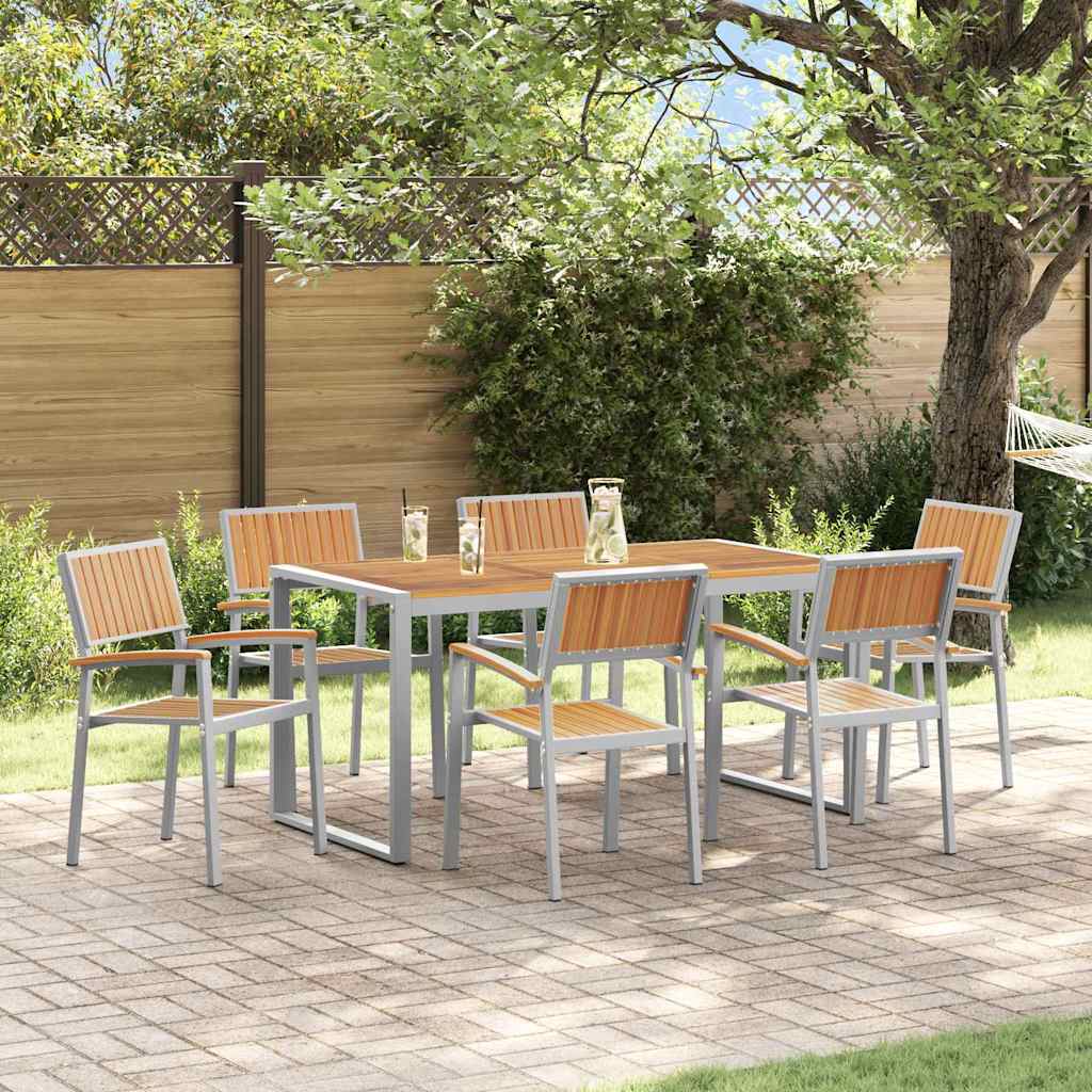 Garten Essgruppe 7 pcs Grau Massivholz Akazie