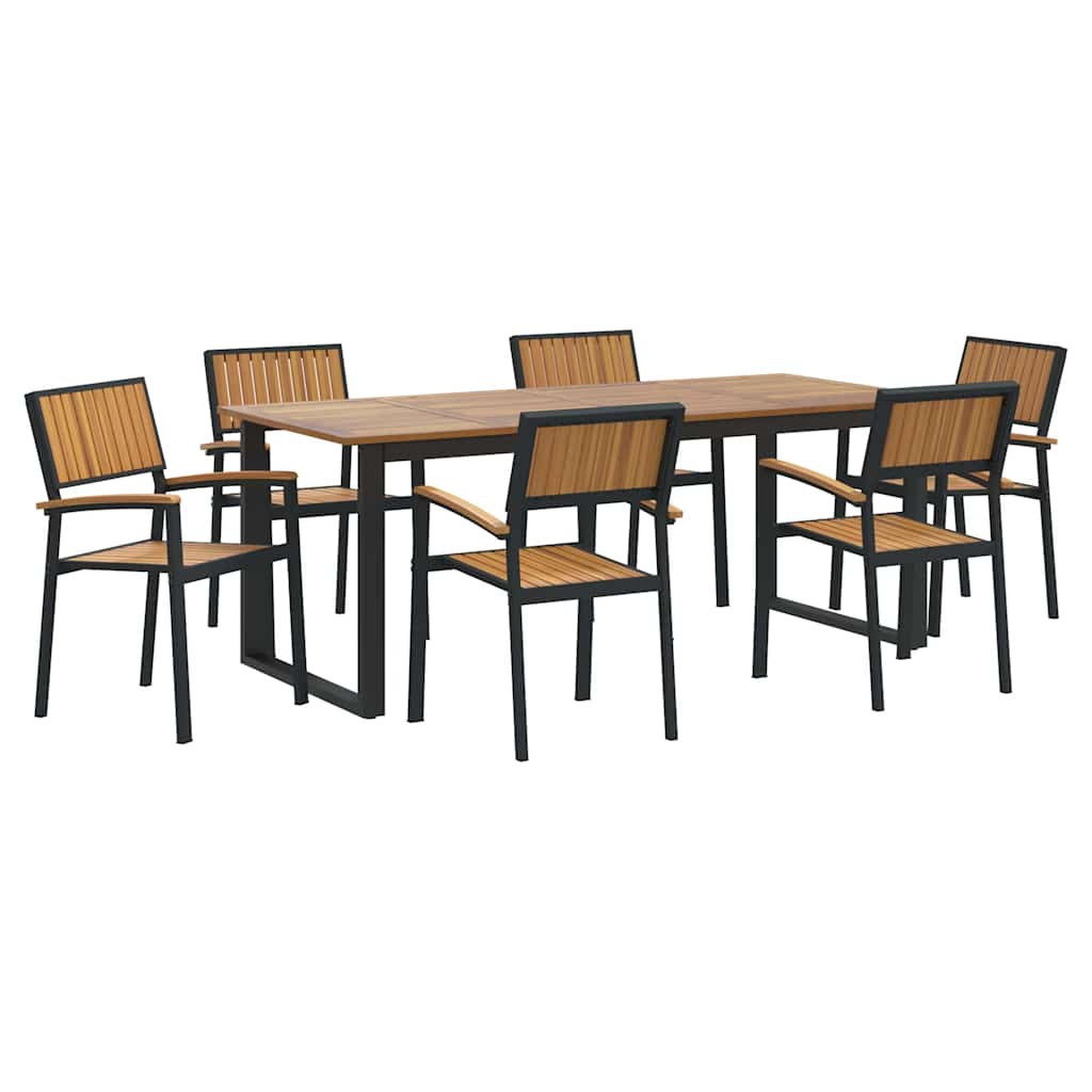 Garten Essgruppe 7 pcs Schwarz Massivholz Akazie