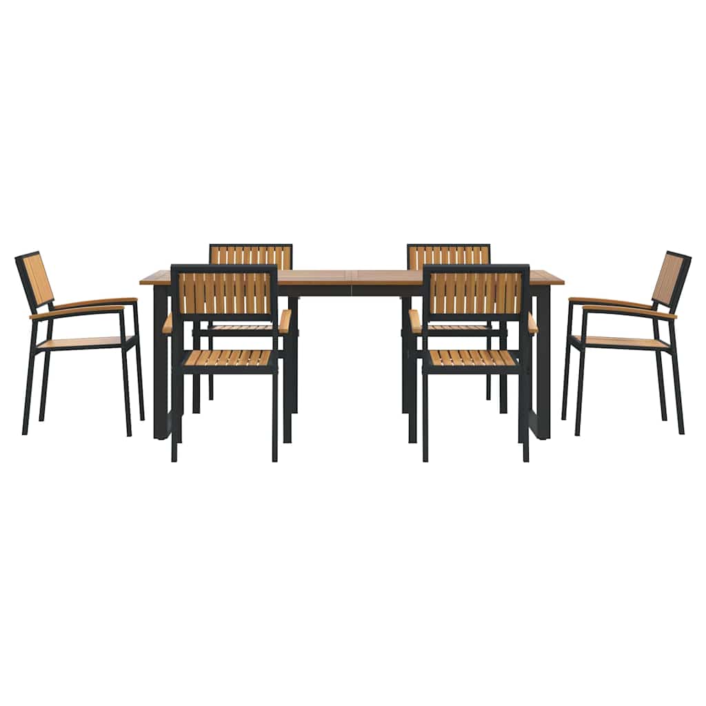Garten Essgruppe 7 pcs Schwarz Massivholz Akazie