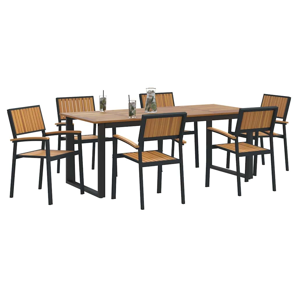 Garten Essgruppe 7 pcs Schwarz Massivholz Akazie