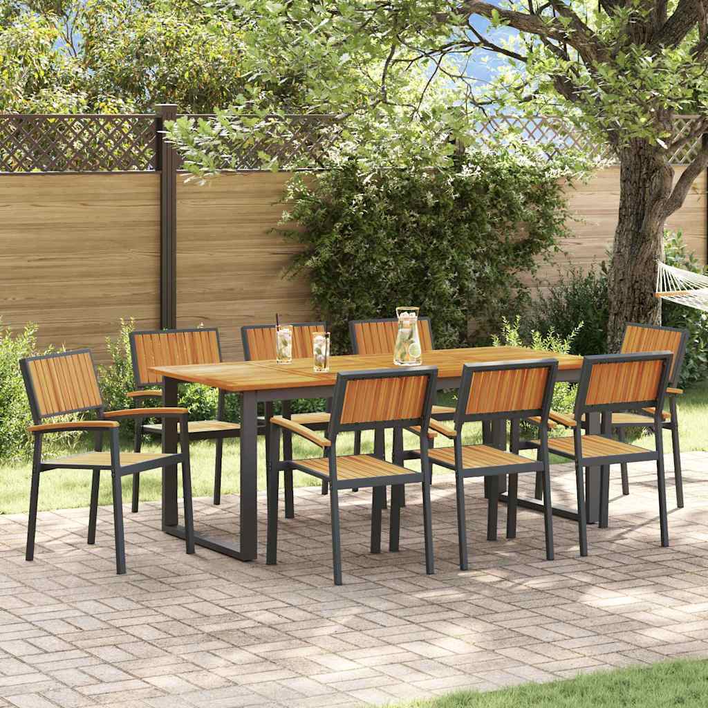 Garten Essgruppe 9 pcs Schwarz Massivholz Akazie