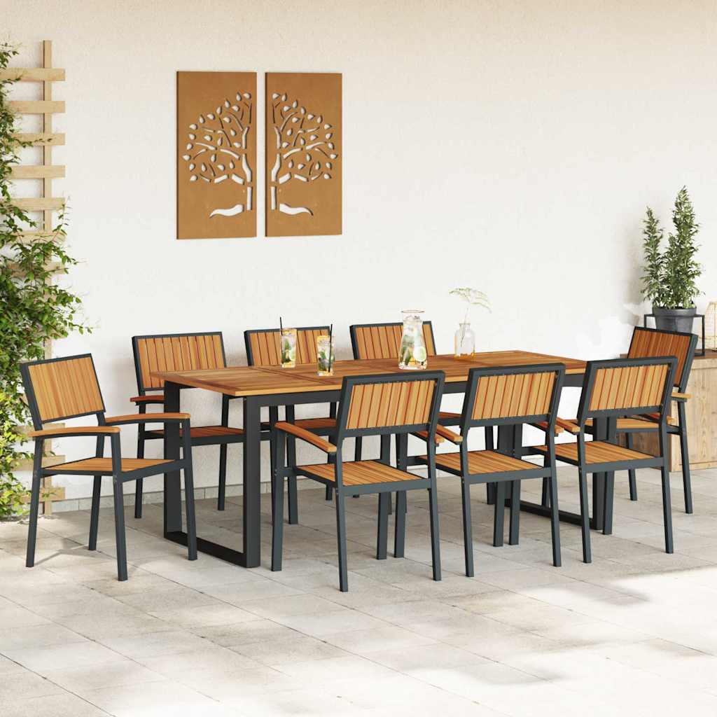 Garten Essgruppe 9 pcs Schwarz Massivholz Akazie
