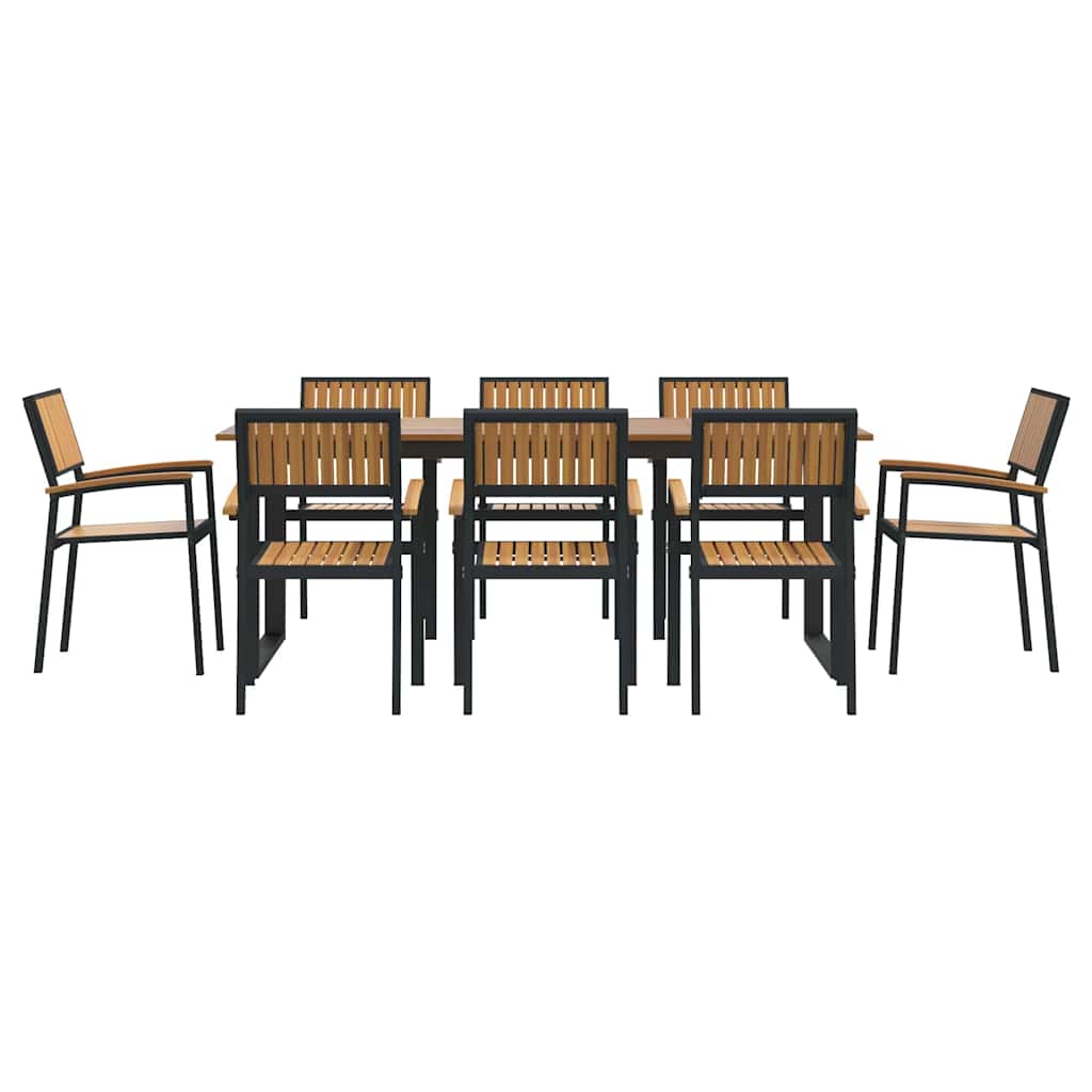Garten Essgruppe 9 pcs Schwarz Massivholz Akazie