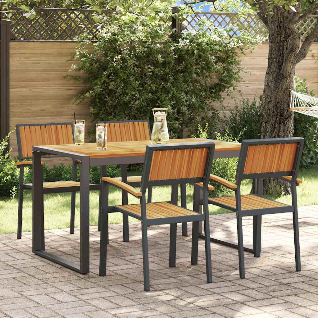 Garten Essgruppe 5 pcs Schwarz Massivholz Akazie