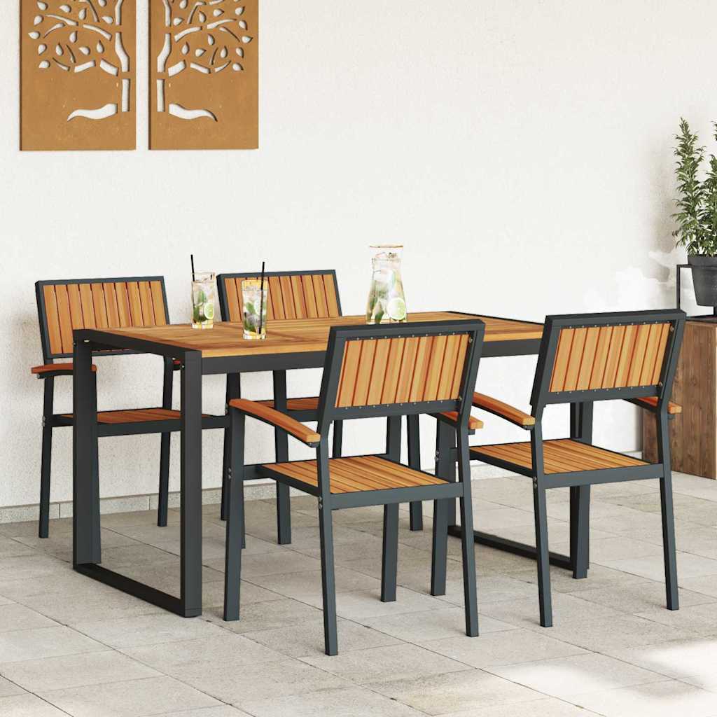 Garten Essgruppe 5 pcs Schwarz Massivholz Akazie