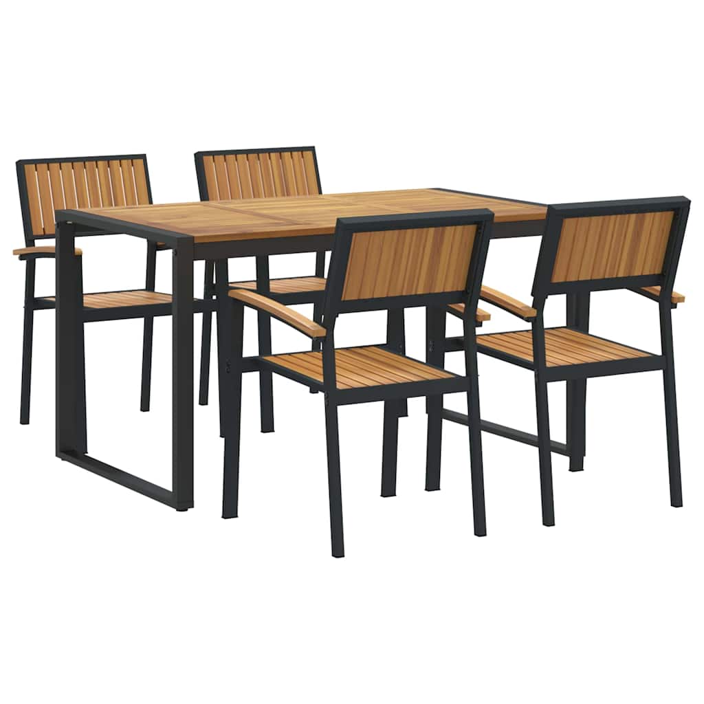 Garten Essgruppe 5 pcs Schwarz Massivholz Akazie