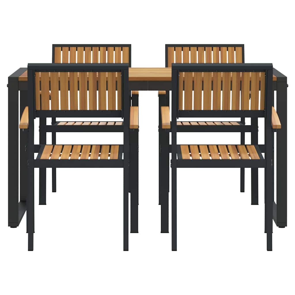 Garten Essgruppe 5 pcs Schwarz Massivholz Akazie