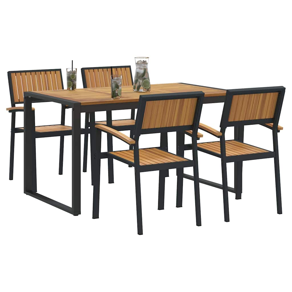 Garten Essgruppe 5 pcs Schwarz Massivholz Akazie