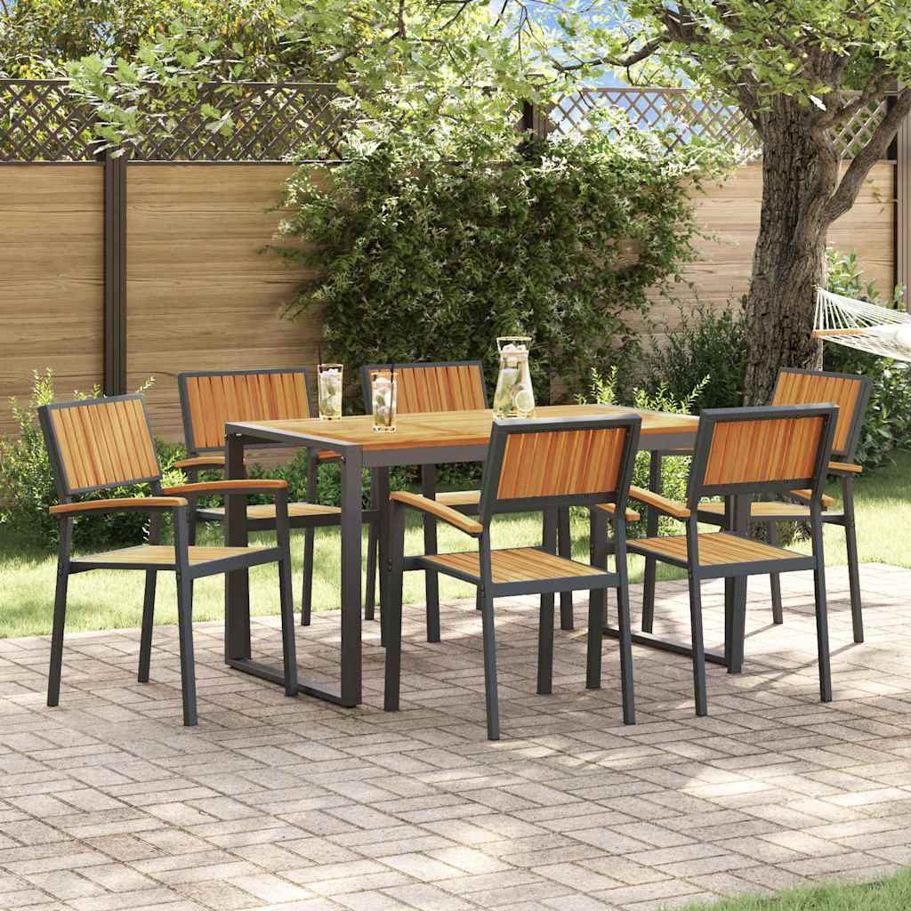 Garten Essgruppe 7 pcs Schwarz Massivholz Akazie