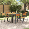 Garten Essgruppe 7 pcs Schwarz Massivholz Akazie