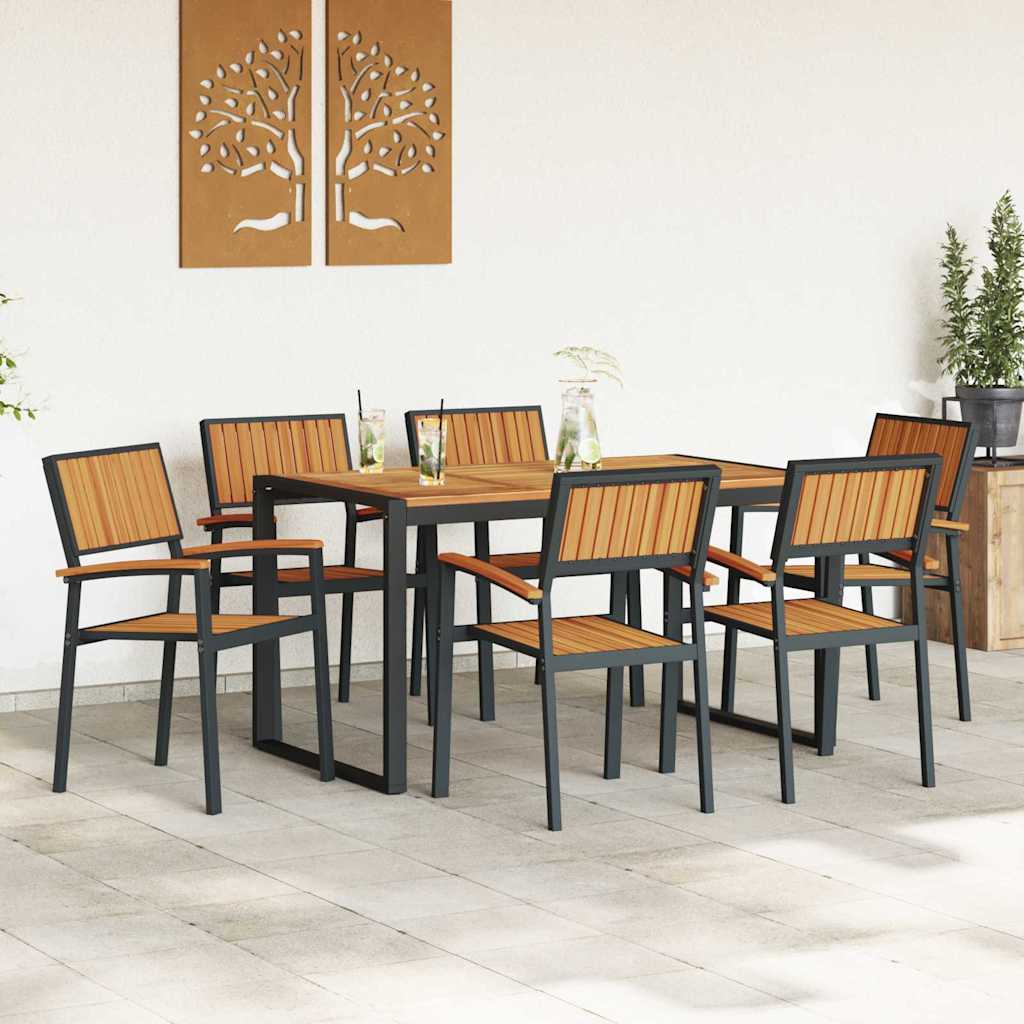 Garten Essgruppe 7 pcs Schwarz Massivholz Akazie