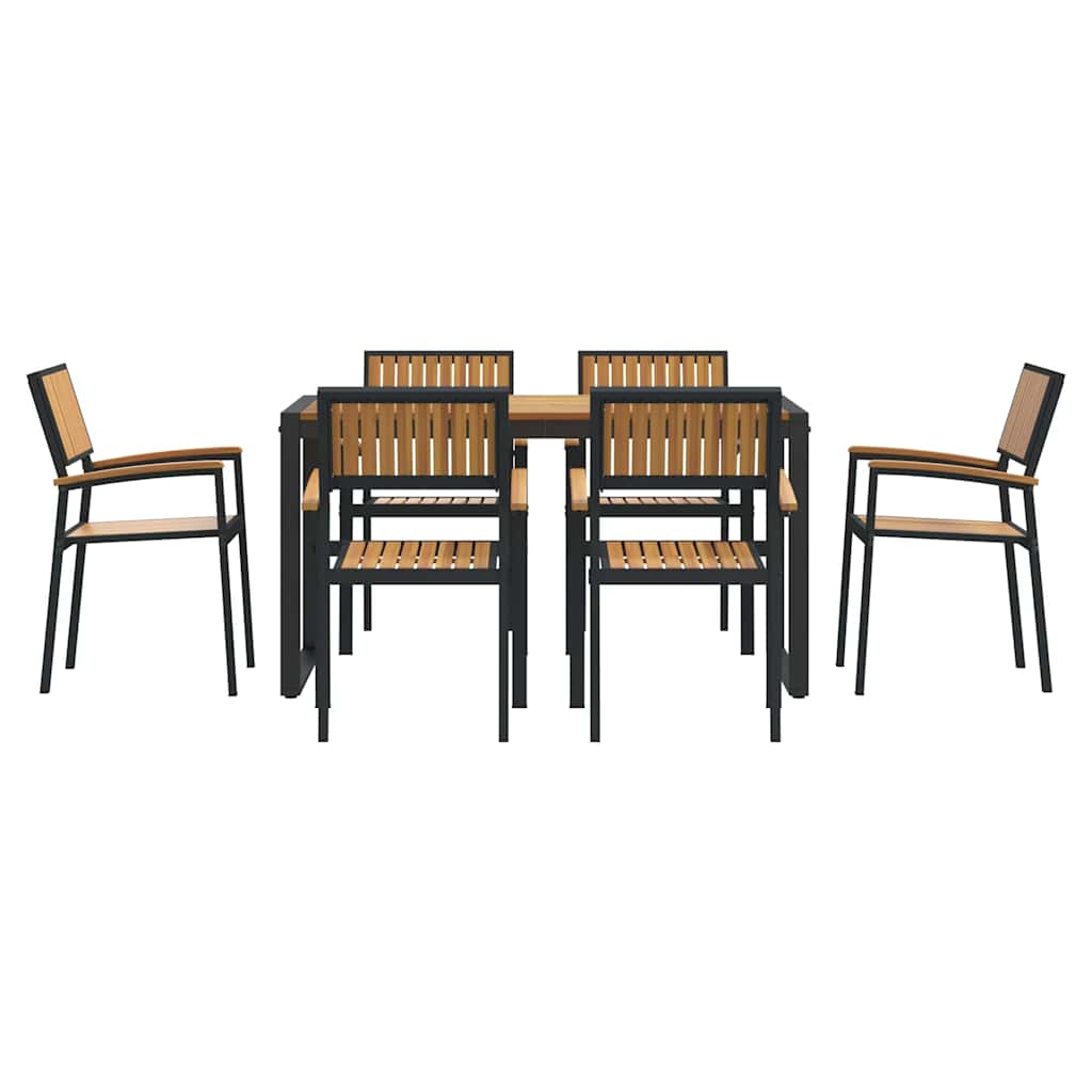 Garten Essgruppe 7 pcs Schwarz Massivholz Akazie