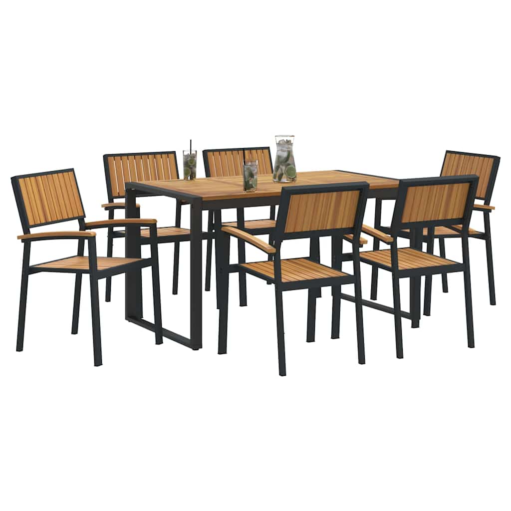 Garten Essgruppe 7 pcs Schwarz Massivholz Akazie