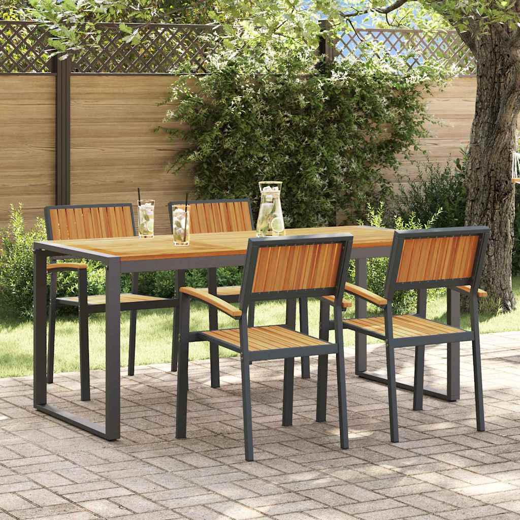 Garten Essgruppe 5 pcs Schwarz Massivholz Akazie