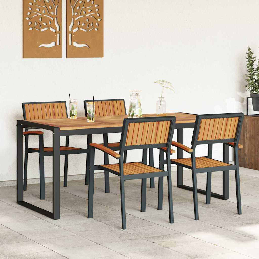 Garten Essgruppe 5 pcs Schwarz Massivholz Akazie