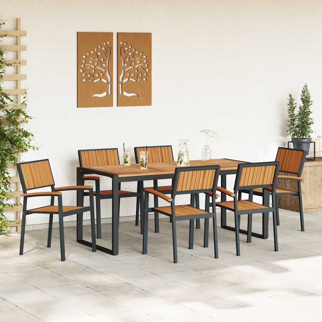 Garten Essgruppe 7 pcs Schwarz Massivholz Akazie