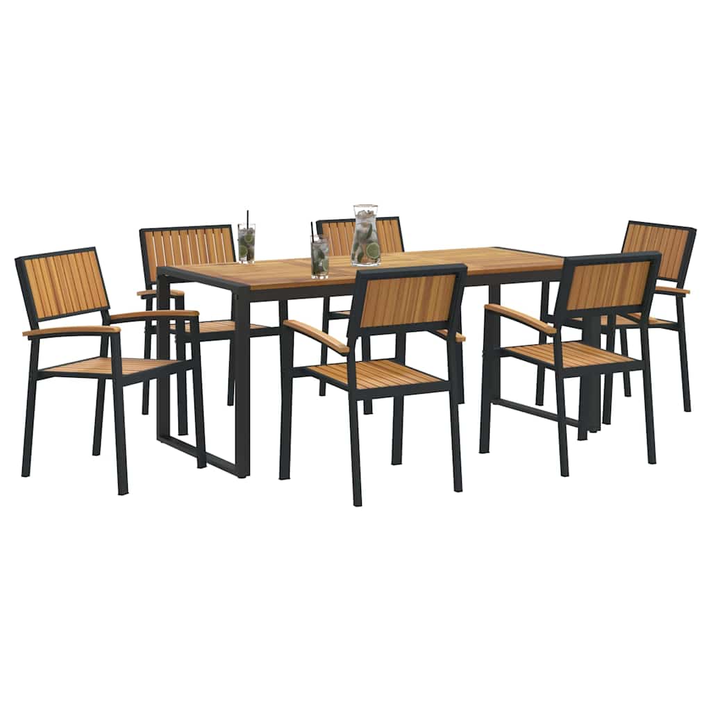 Garten Essgruppe 7 pcs Schwarz Massivholz Akazie