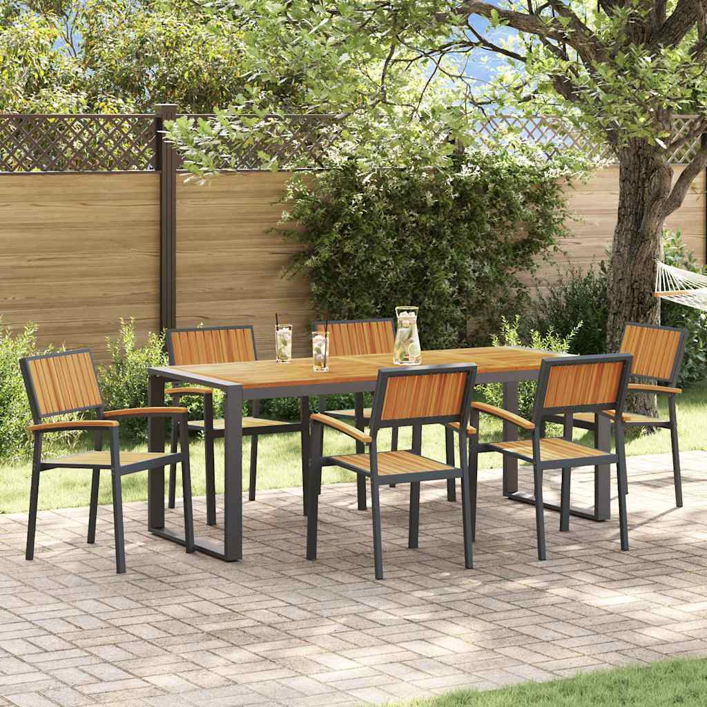 Garten Essgruppe 7 pcs Schwarz Massivholz Akazie