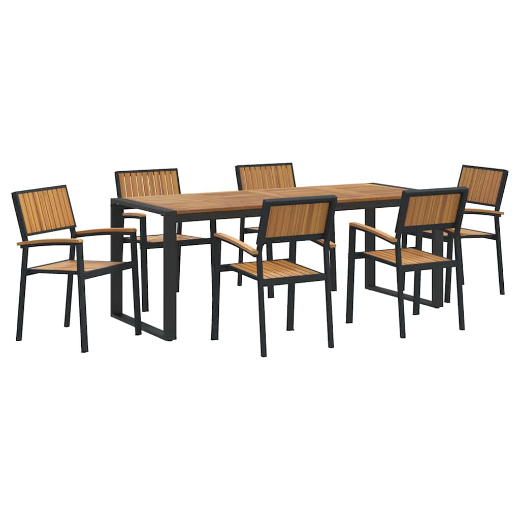Garten Essgruppe 7 pcs Schwarz Massivholz Akazie