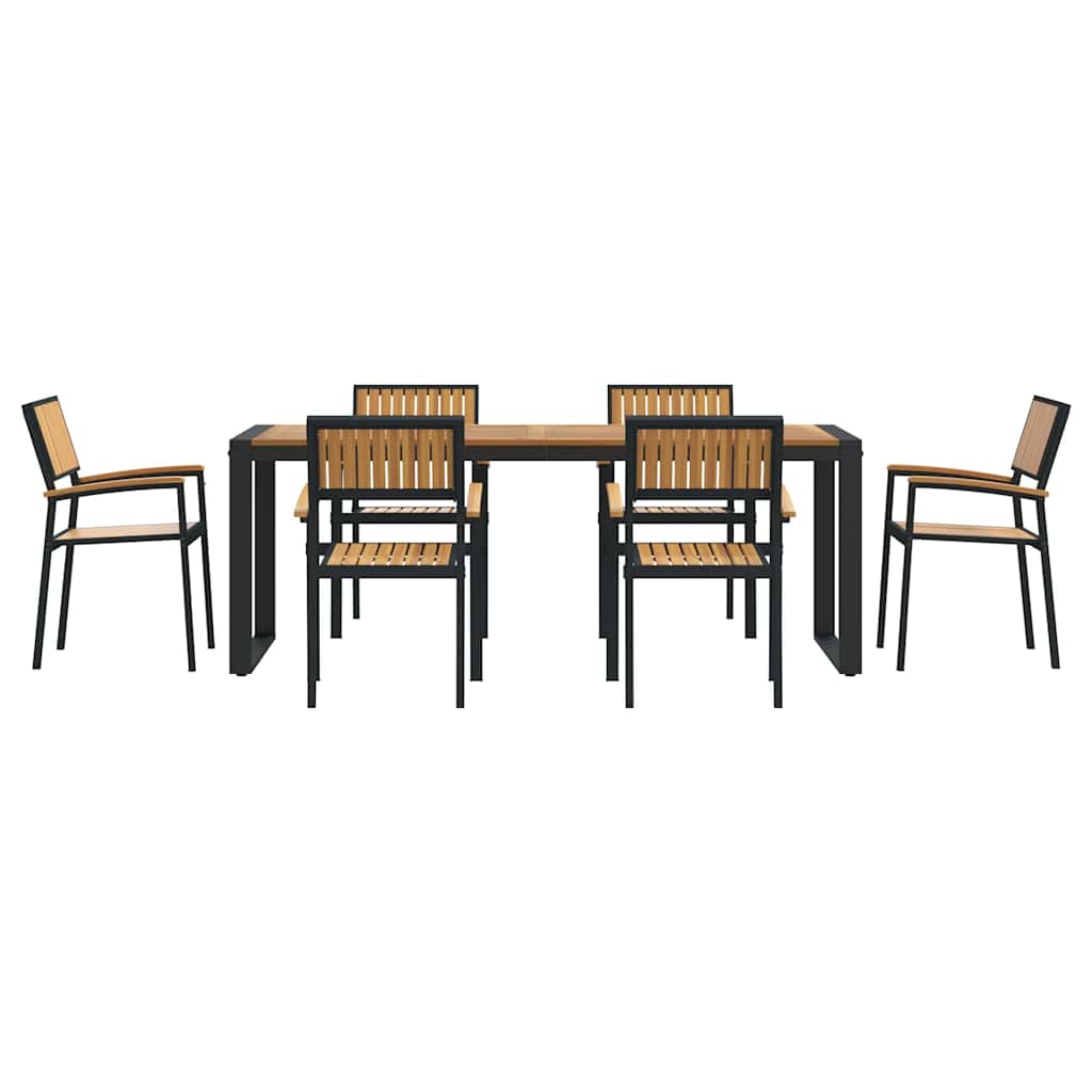 Garten Essgruppe 7 pcs Schwarz Massivholz Akazie
