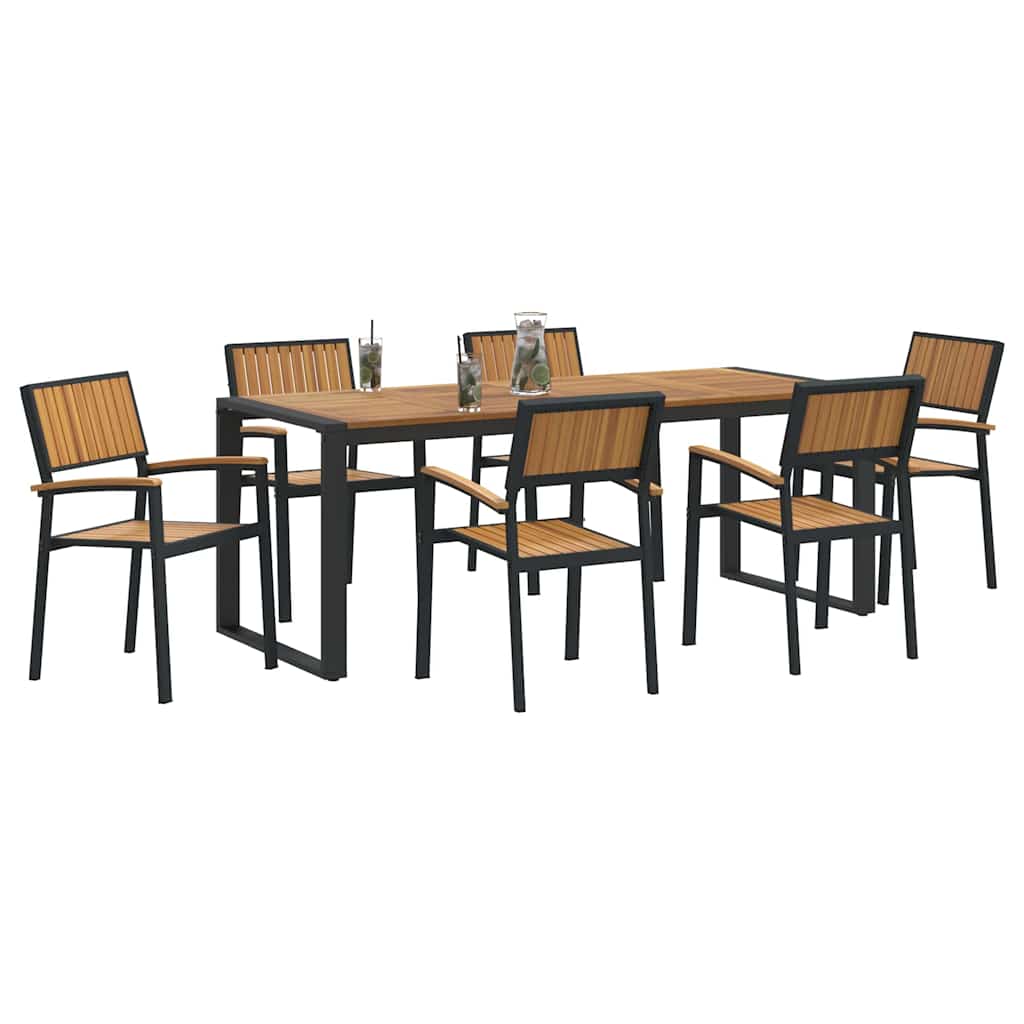 Garten Essgruppe 7 pcs Schwarz Massivholz Akazie
