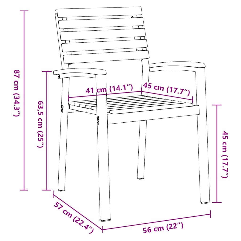 Gartenstuhl 8 pcs Braun 56 x 57 x 87 cm Massivholz Akazie