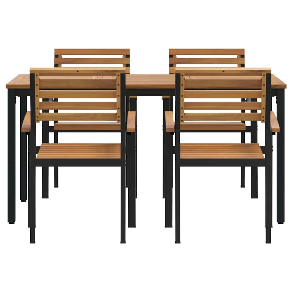 Garten Essgruppe 5 pcs Schwarz Massivholz Akazie
