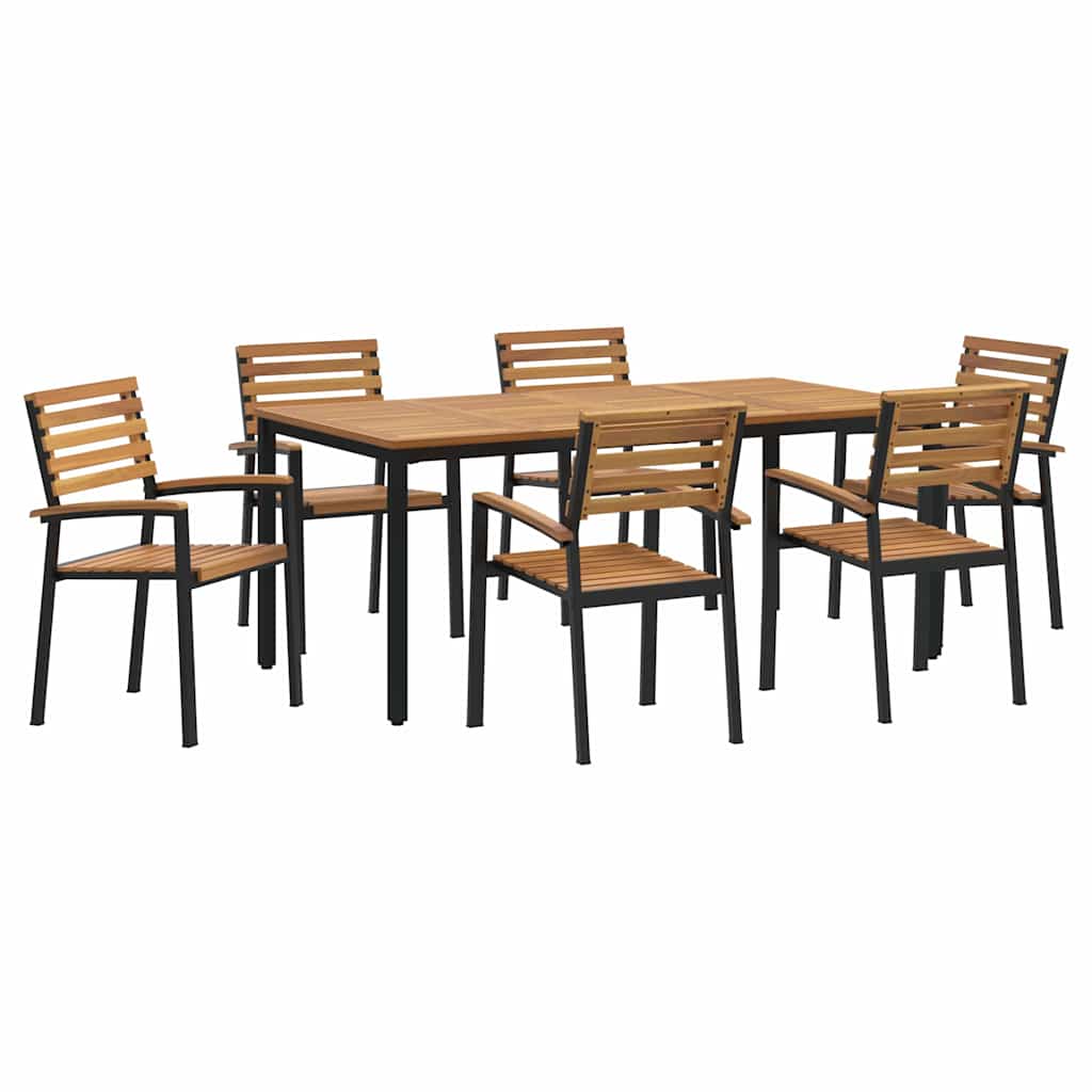 Garten Essgruppe 7 pcs Schwarz Massivholz Akazie