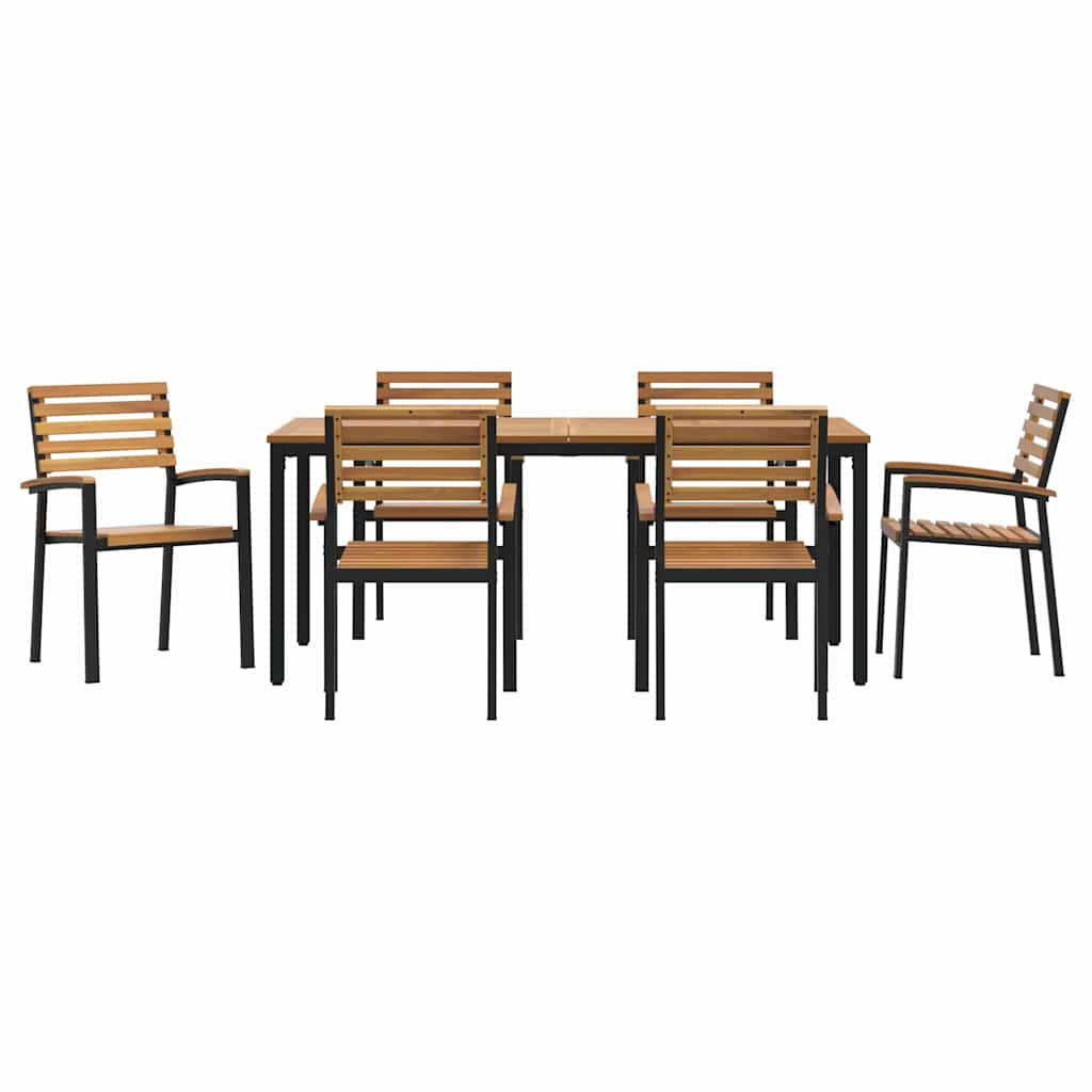 Garten Essgruppe 7 pcs Schwarz Massivholz Akazie