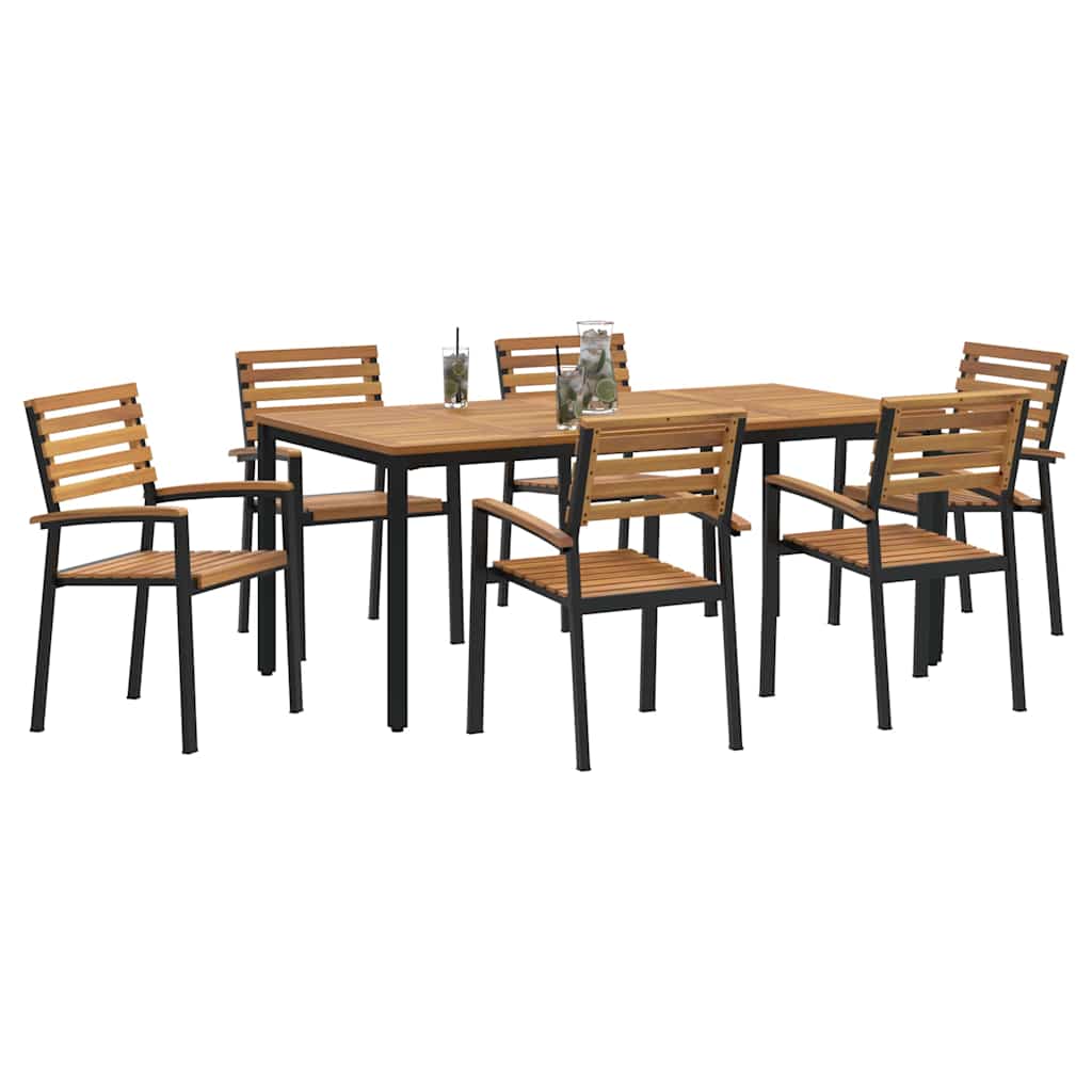 Garten Essgruppe 7 pcs Schwarz Massivholz Akazie